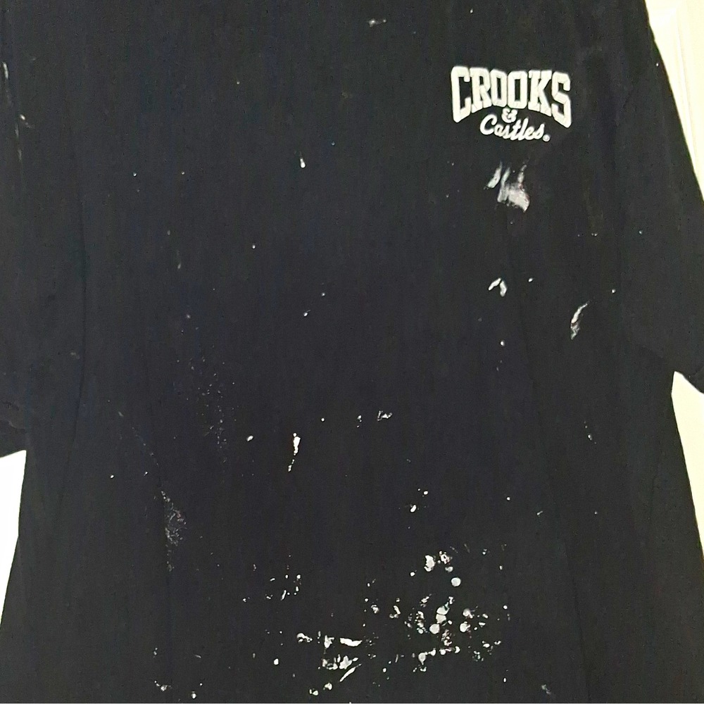 Crooks & Castles Men's Black XL Regular Fit Graphic Print Logo Crew Neck T-Shirt